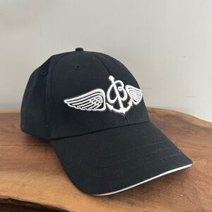 Breitling Hat Cap Strap Back Black Embroidered Wings Anchor Since 1884 Mens